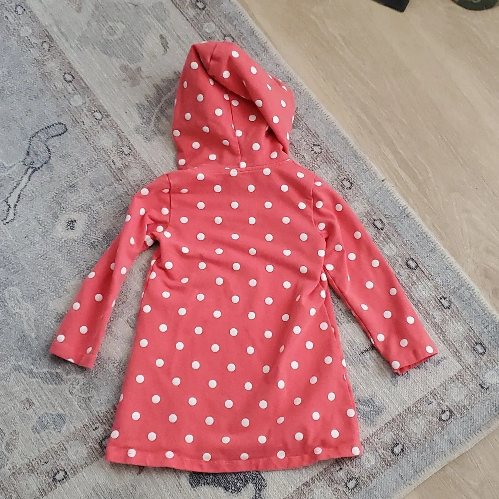 Boutique Girls Pink Polka Dot Heart Flowers Hoodie Long Sleeve Dress Sz2-3y